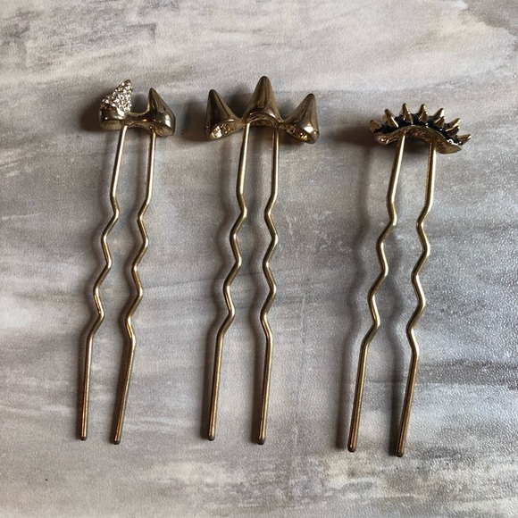New Gold studded spike Hair Clips
